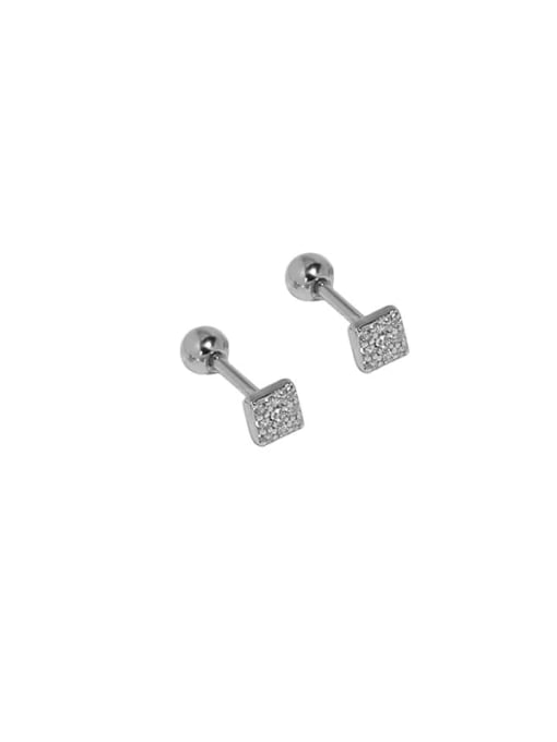 M0147 [square] 925 Sterling Silver Cubic Zirconia Geometric Vintage Stud Earring